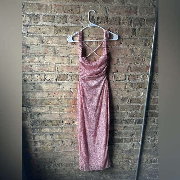 Hello Molly Strapless Pink Sequin Dress - Picture 3 of 10